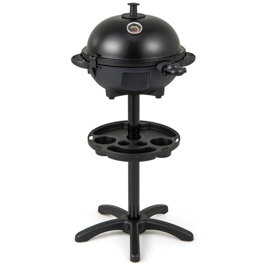 Grill électrique BBQ 1200W, plaque de cuisson antiadhésive 2 zones, noir