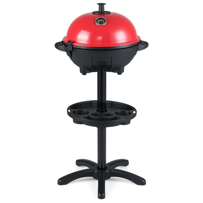 Electric BBQ Grill 1200W Indoor Outdoor Grill with 2-Zone Non-Stick Grilling Plate-RE, Red Outdoor Grills at Gallery Canada