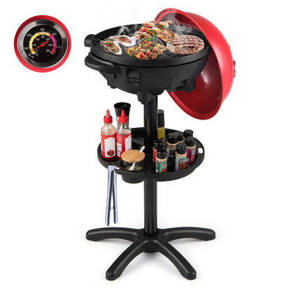 Electric BBQ Grill 1200W Indoor Outdoor Grill with 2-Zone Non-Stick Grilling Plate-RE, Red Outdoor Grills at Gallery Canada