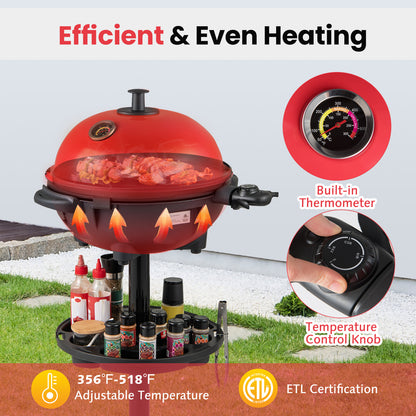Electric BBQ Grill 1200W Indoor Outdoor Grill with 2-Zone Non-Stick Grilling Plate-RE, Red Outdoor Grills at Gallery Canada