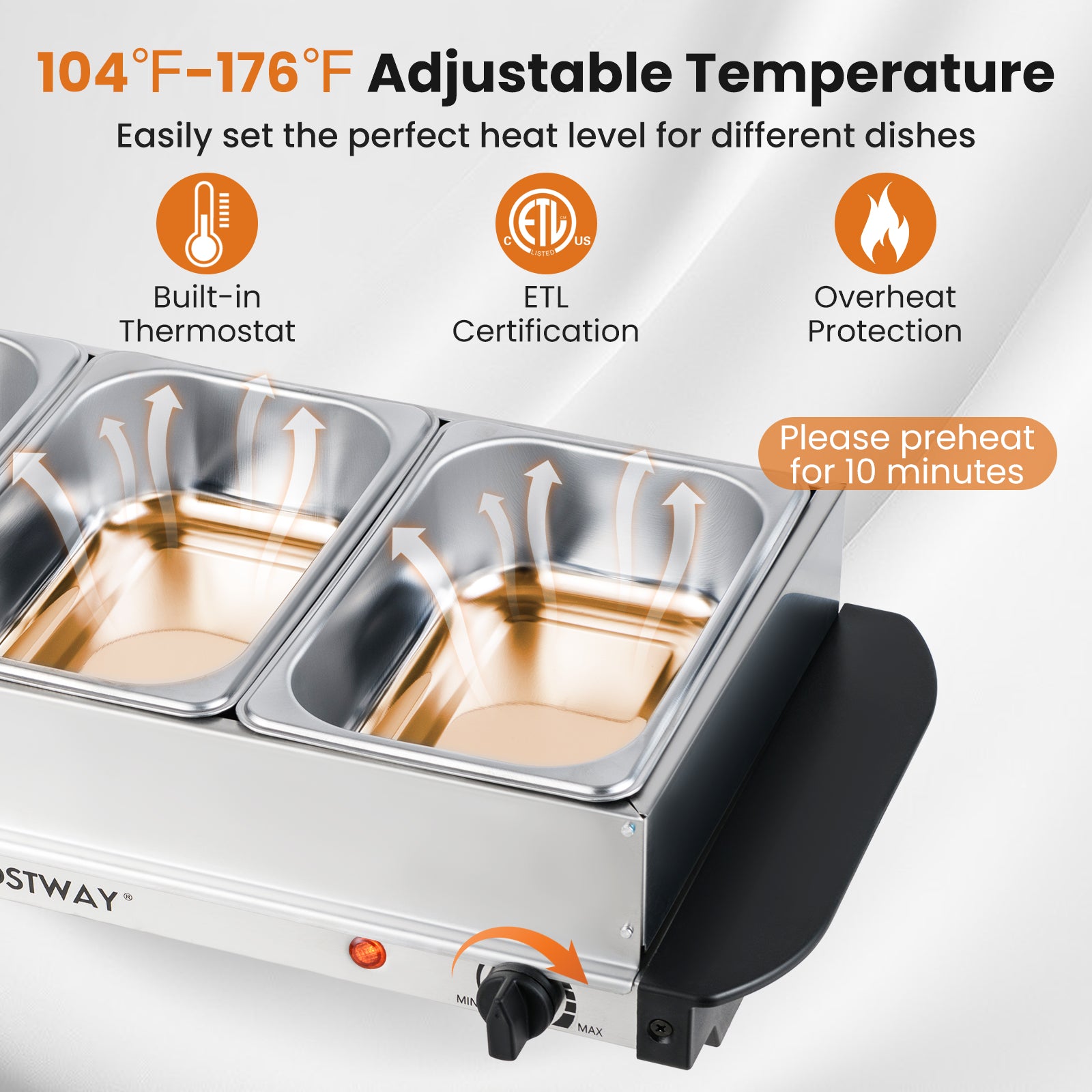 Electric Buffet Server Food Warmer, 3 Removable Trays Food Warmers & Burners at Gallery Canada
