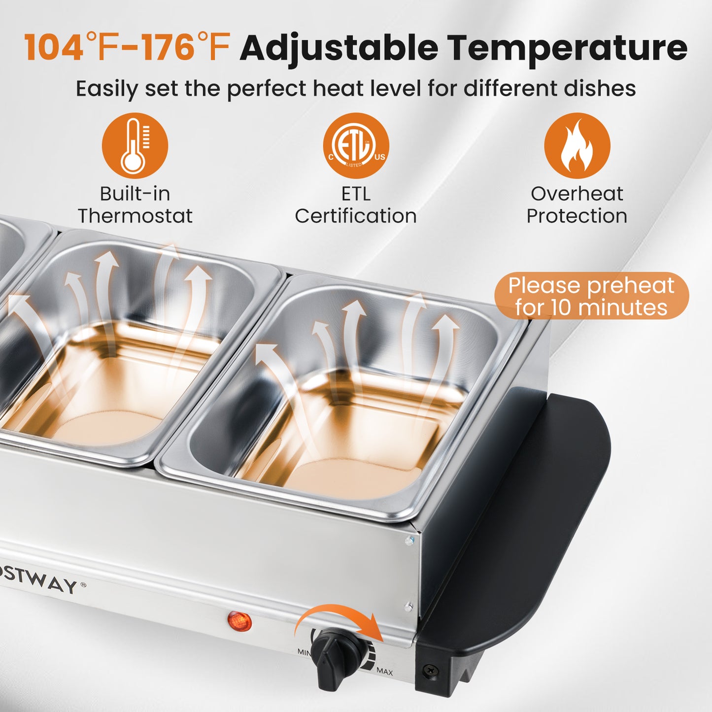 Electric Buffet Server Food Warmer, 3 Removable Trays Food Warmers & Burners at Gallery Canada