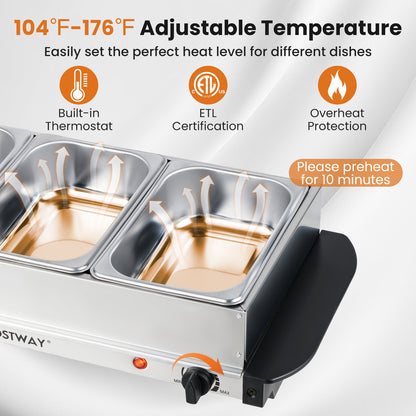 Electric Buffet Server Food Warmer, 3 Removable Trays Food Warmers & Burners at Gallery Canada
