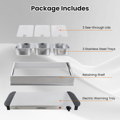 Electric Buffet Server Food Warmer, 3 Removable Trays Food Warmers & Burners at Gallery Canada
