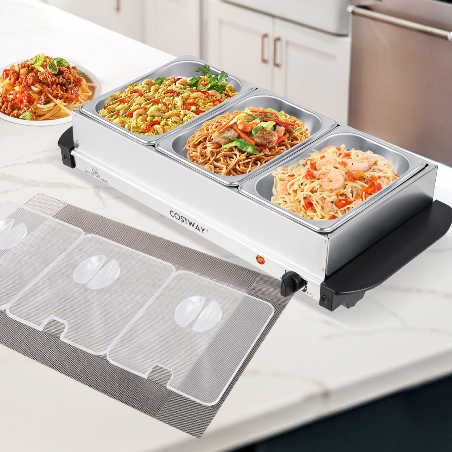 Electric Buffet Server Food Warmer, 3 Removable Trays Food Warmers & Burners at Gallery Canada