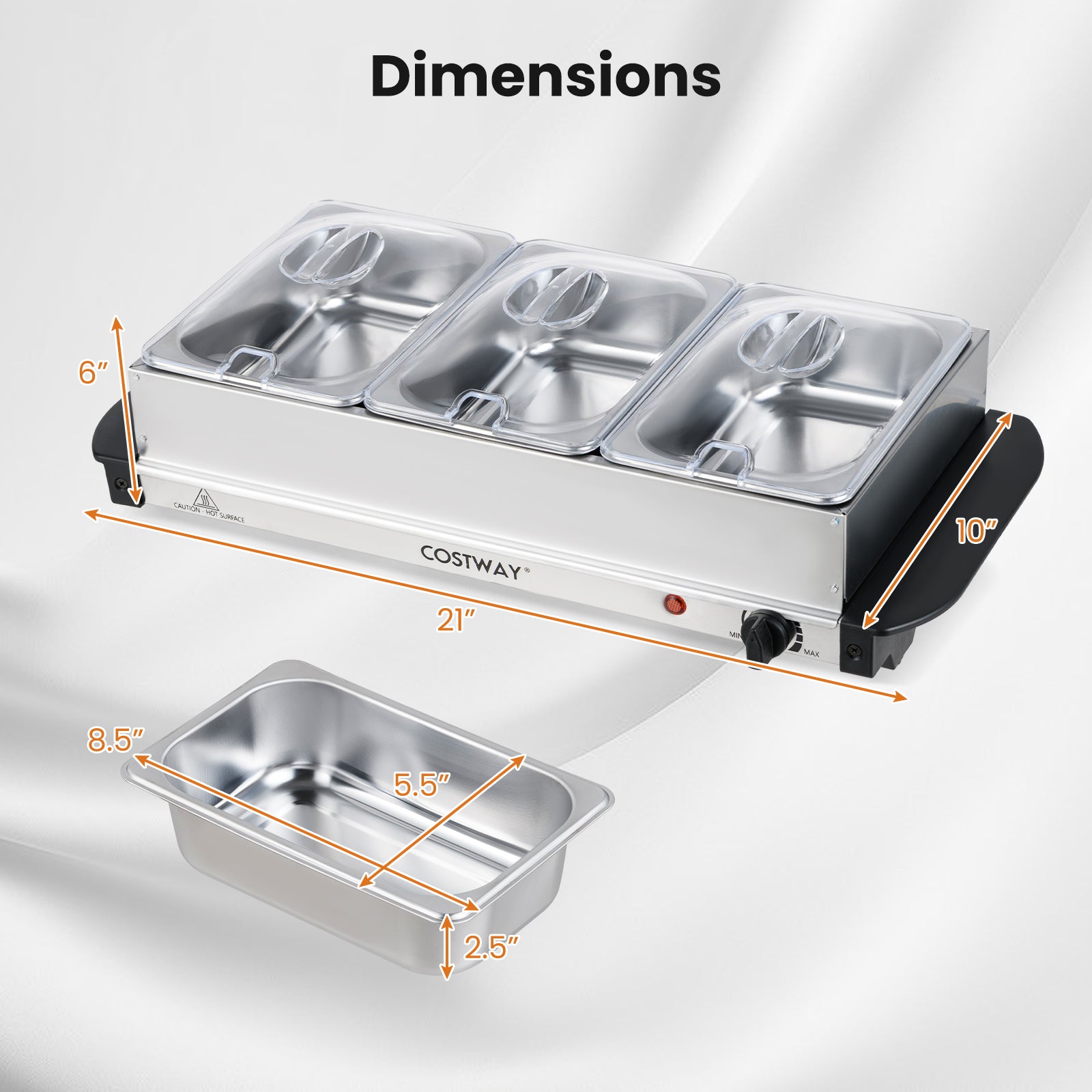 Electric Buffet Server Food Warmer, 3 Removable Trays Food Warmers & Burners at Gallery Canada