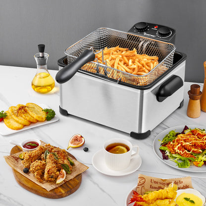 Electric Deep Fryer 5.3QT/21-Cup Stainless Steel 1700W with Triple Basket Air Fryers at Gallery Canada