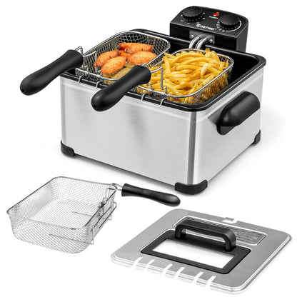Electric Deep Fryer 5.3QT/21-Cup Stainless Steel 1700W with Triple Basket Air Fryers at Gallery Canada
