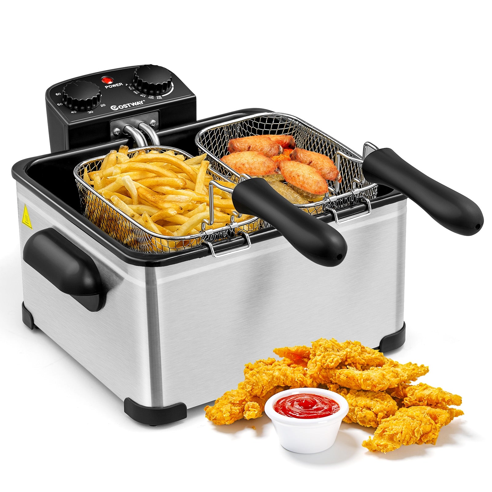 Electric Deep Fryer 5.3QT/21-Cup Stainless Steel 1700W with Triple Basket Air Fryers at Gallery Canada