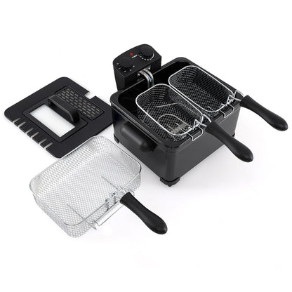 Electric Deep Fryer 5.3QT/21-Cup Stainless Steel 1700W with Triple Basket, Black Air Fryers at Gallery Canada