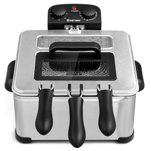 Electric Deep Fryer 5.3QT, Stainless Steel, 1700W, Silver