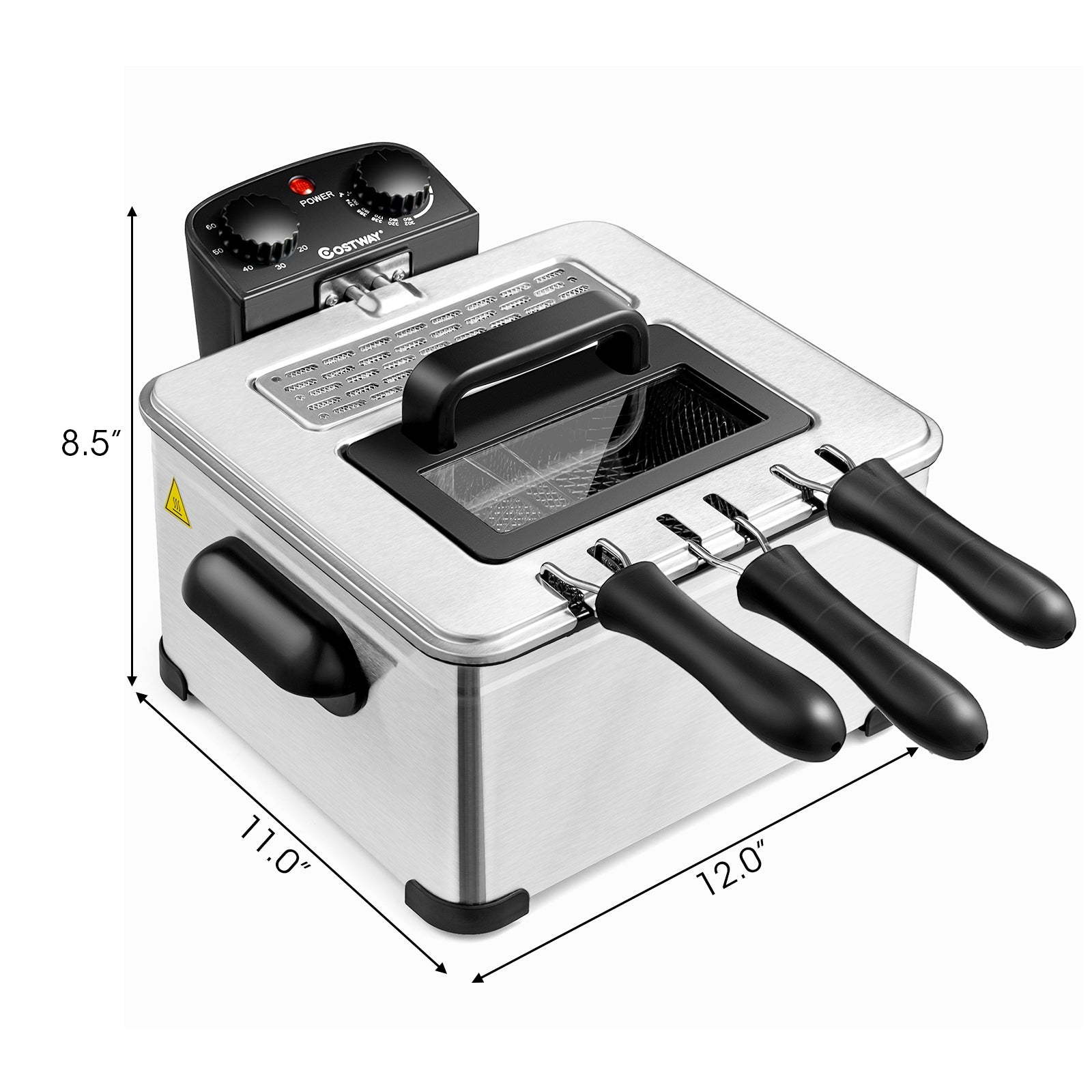 Electric Deep Fryer 5.3QT, Stainless Steel, 1700W, Silver Air Fryers at Gallery Canada