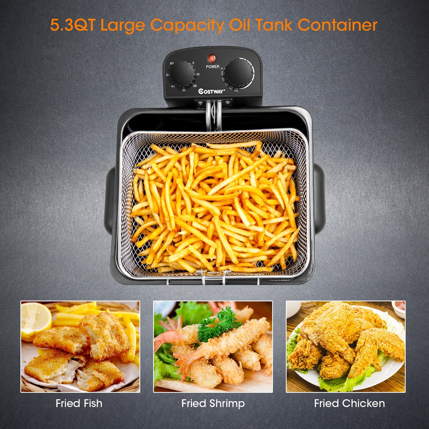 Electric Deep Fryer 5.3QT, Stainless Steel, 1700W, Silver Air Fryers at Gallery Canada