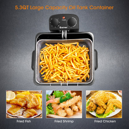 Electric Deep Fryer 5.3QT, Stainless Steel, 1700W, Silver Air Fryers at Gallery Canada