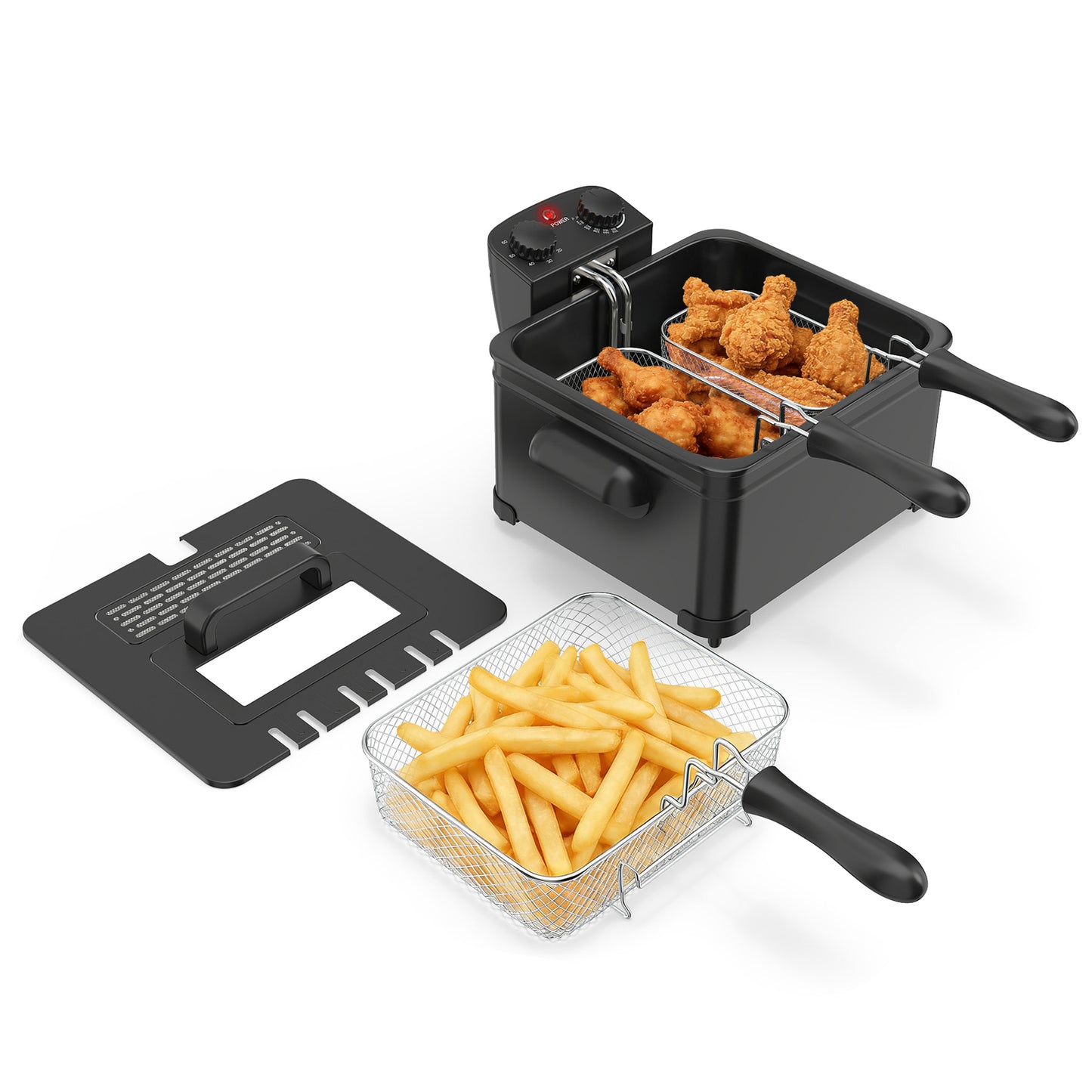 Electric Deep Fryer 5.3QT/21-Cup Stainless Steel 1700W with Triple Basket, Black Air Fryers at Gallery Canada