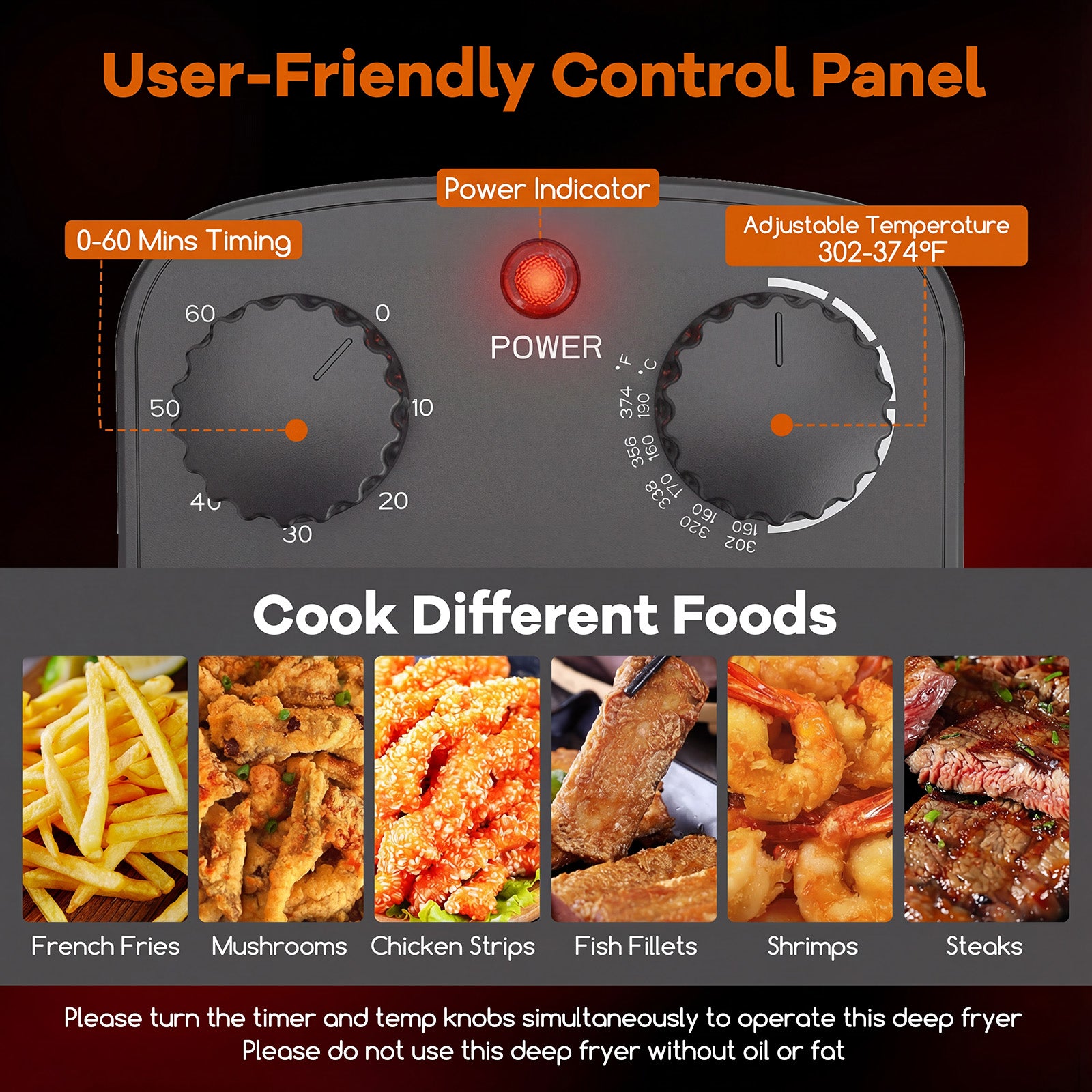 Electric Deep Fryer 5.3QT/21-Cup Stainless Steel 1700W with Triple Basket, Black Air Fryers at Gallery Canada