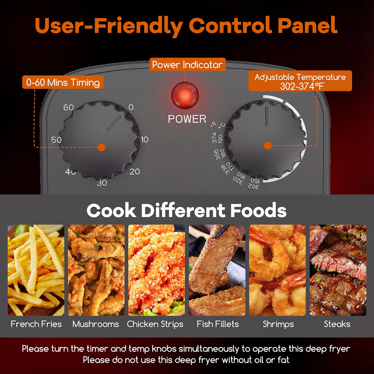 Electric Deep Fryer 5.3QT/21-Cup Stainless Steel 1700W with Triple Basket, Black Air Fryers at Gallery Canada