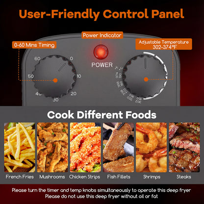 Electric Deep Fryer 5.3QT/21-Cup Stainless Steel 1700W with Triple Basket, Black Air Fryers at Gallery Canada