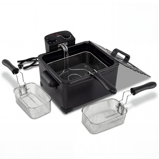 Electric Deep Fryer 5.3QT/21-Cup Stainless Steel 1700W with Triple Basket, Black Air Fryers Black at Gallery Canada