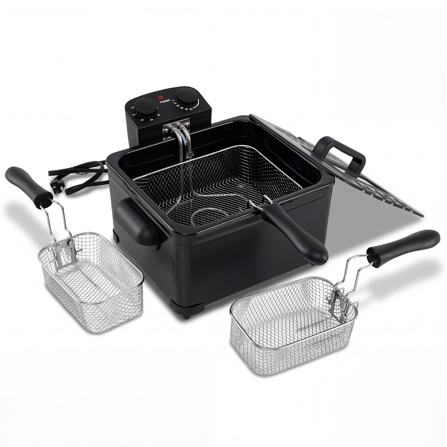 Electric Deep Fryer 5.3QT/21-Cup Stainless Steel 1700W with Triple Basket, Black Air Fryers at Gallery Canada