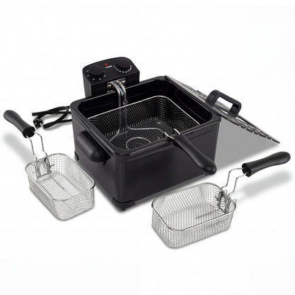 Electric Deep Fryer 5.3QT/21-Cup Stainless Steel 1700W with Triple Basket, Black Air Fryers at Gallery Canada