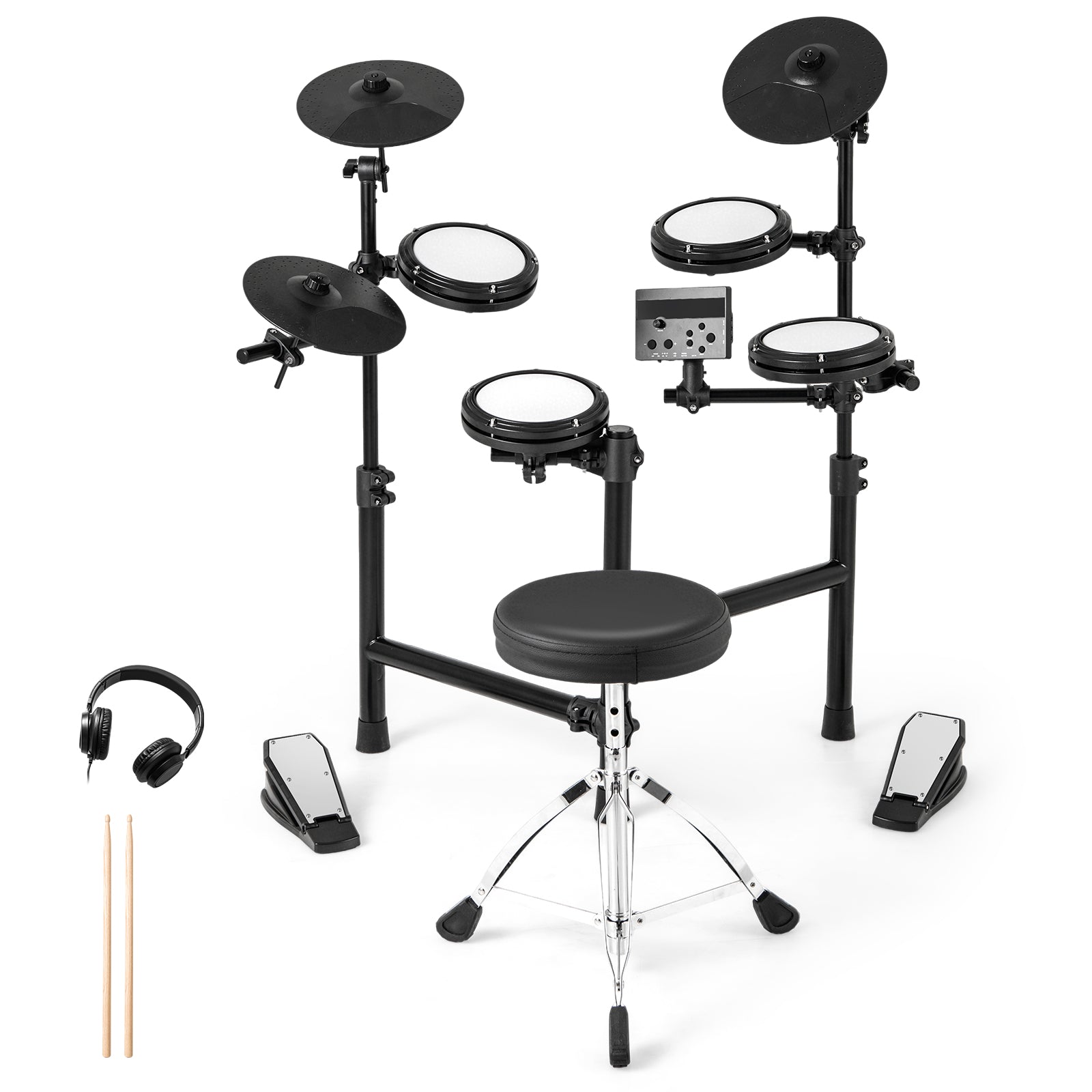 Electric Drum Set Foldable Drum Kit with 10 Demos and USB MIDI and 2 Drumsticks, Black Drums & Percussion at Gallery Canada