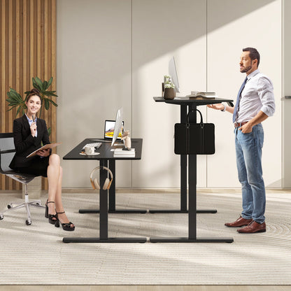 Electric Standing Desk with 3 Memory Heights and 2 Hanging Hooks and Cable Holes, Black Standing Desks at Gallery Canada