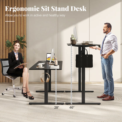 Electric Standing Desk with 3 Memory Heights and 2 Hanging Hooks and Cable Holes, Black Standing Desks at Gallery Canada