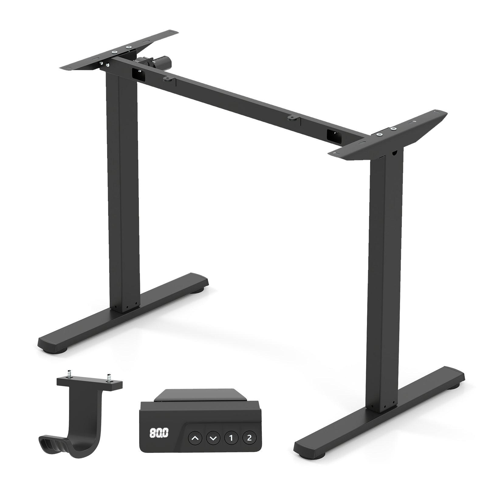 Electric Standing Desk Frame Height Adjustable Computer Desk Base with LED Display, Black Standing Desks Black at Gallery Canada