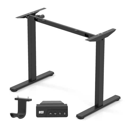 Electric Standing Desk Frame Height Adjustable Computer Desk Base with LED Display, Black Standing Desks Black at Gallery Canada
