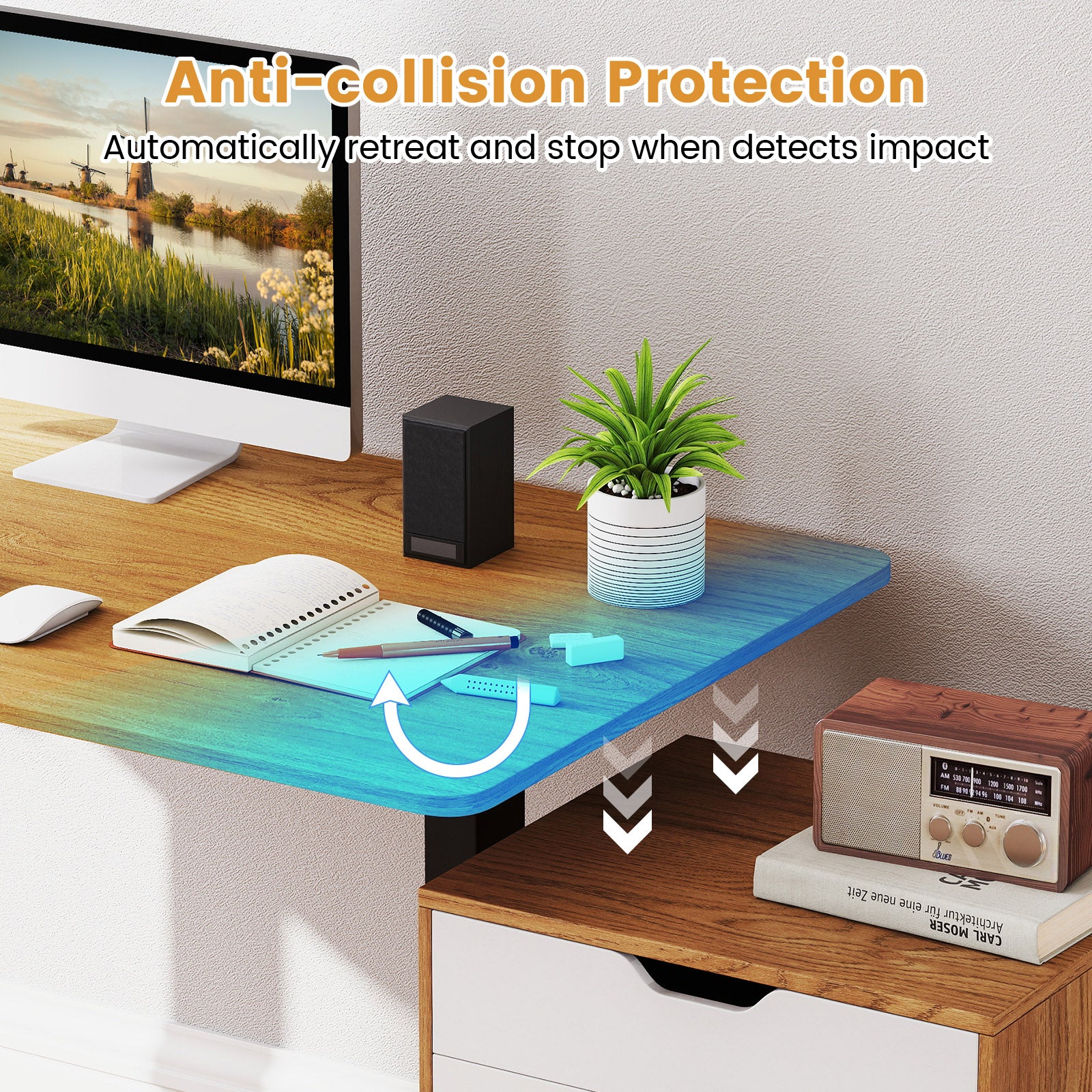 Electric Standing Desk Frame Height Adjustable Computer Desk Base with LED Display, Black Standing Desks at Gallery Canada