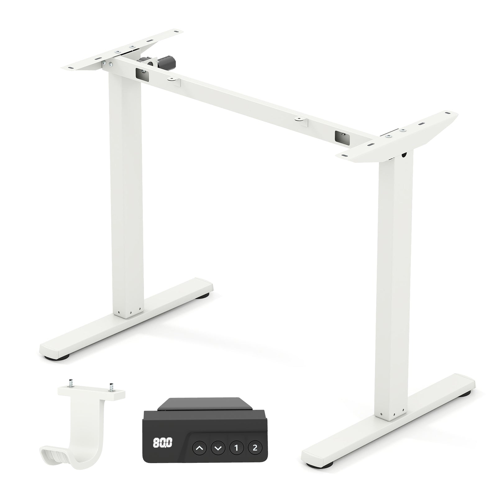 Electric Standing Desk Frame Height Adjustable Computer Desk Base with LED Display, White Standing Desks White at Gallery Canada