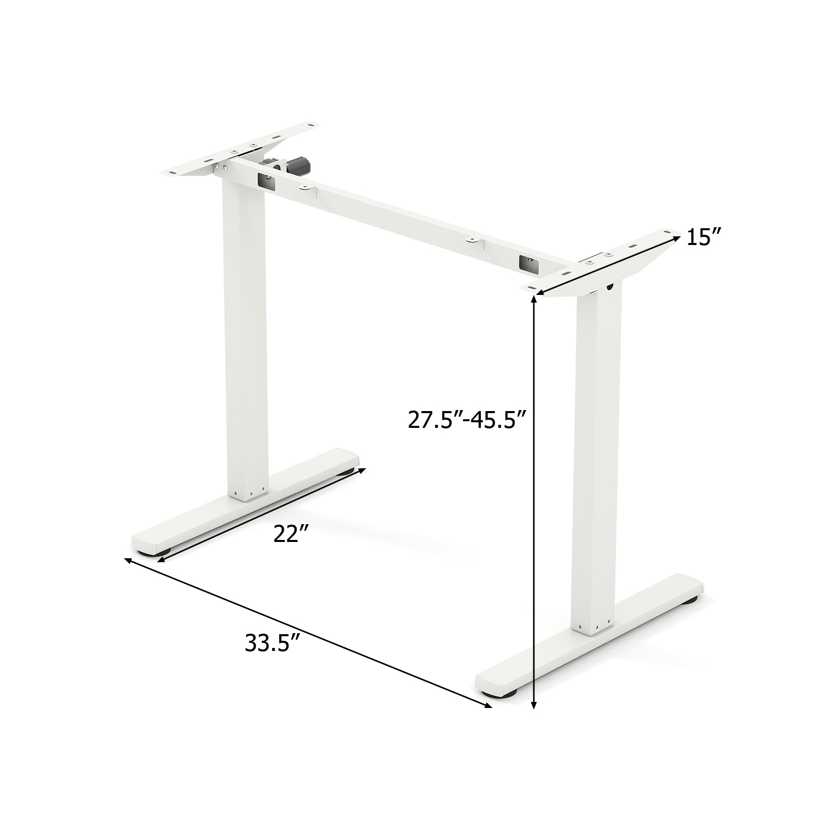 Electric Standing Desk Frame Height Adjustable Computer Desk Base with LED Display, White Standing Desks at Gallery Canada