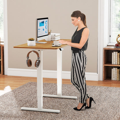 Electric Standing Desk Frame Height Adjustable Computer Desk Base with LED Display, White Standing Desks at Gallery Canada
