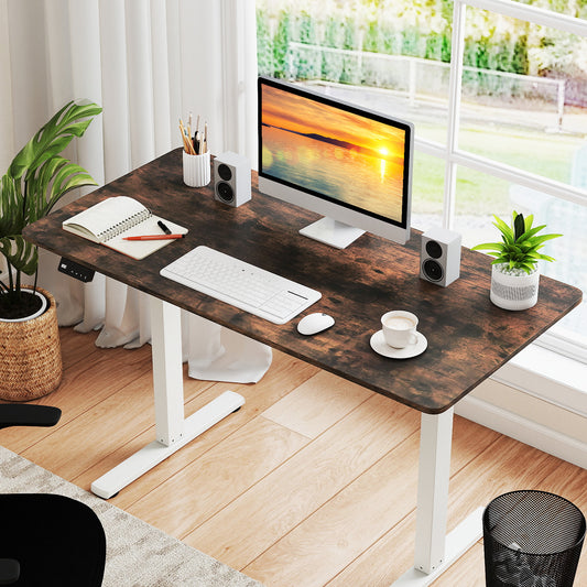 Electric Standing Desk with LED Display and 2 Memory Height Settings-CF, Rustic Brown Standing Desks Rustic Brown at Gallery Canada