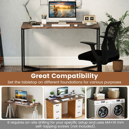 Electric Standing Desk with LED Display and 2 Memory Height Settings-CF, Rustic Brown Standing Desks at Gallery Canada