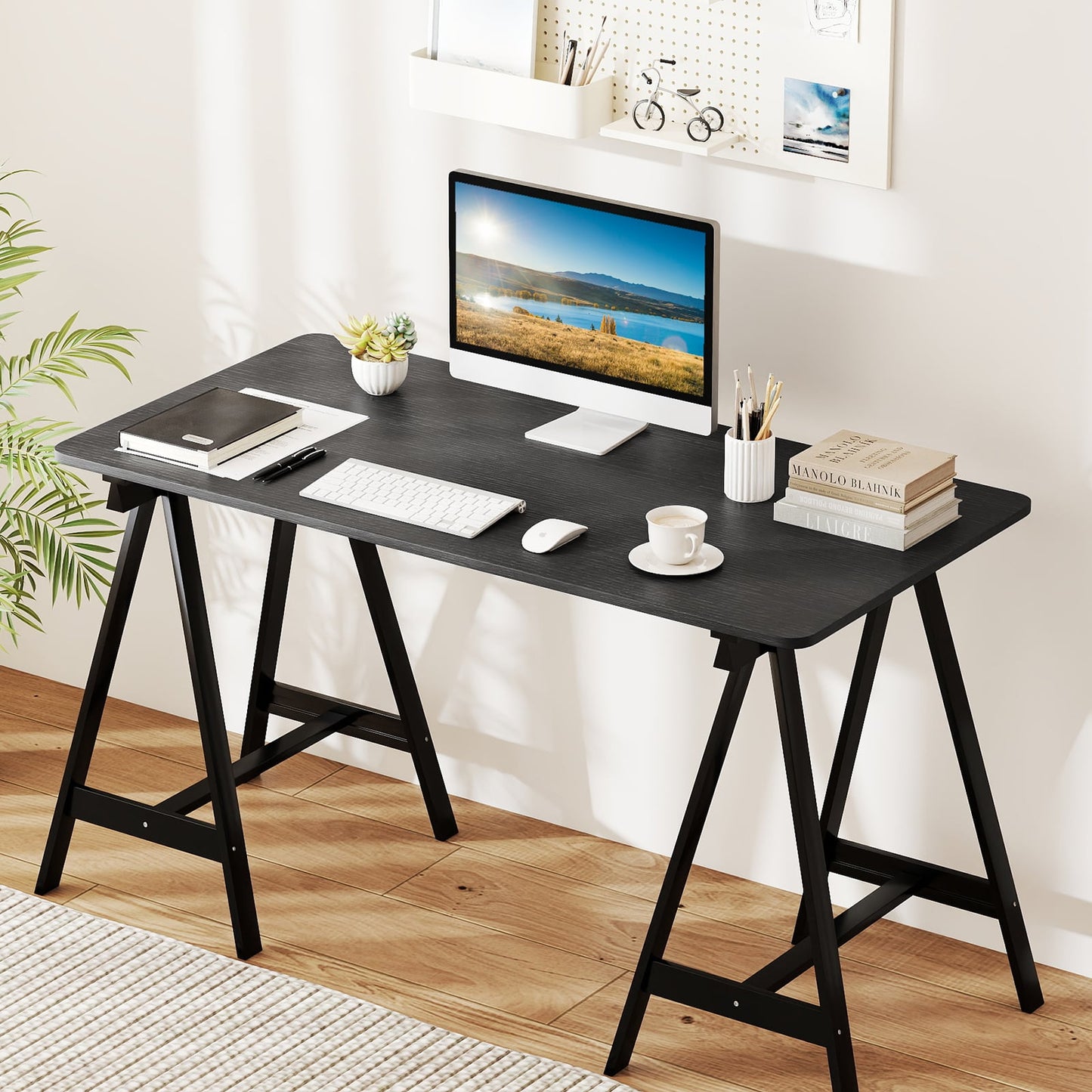 Electric Standing Desk with LED Display and 2 Memory Height Settings-DK, Black