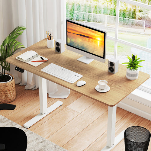Electric Standing Desk with LED Display and 2 Memory Height Settings-NA, Natural