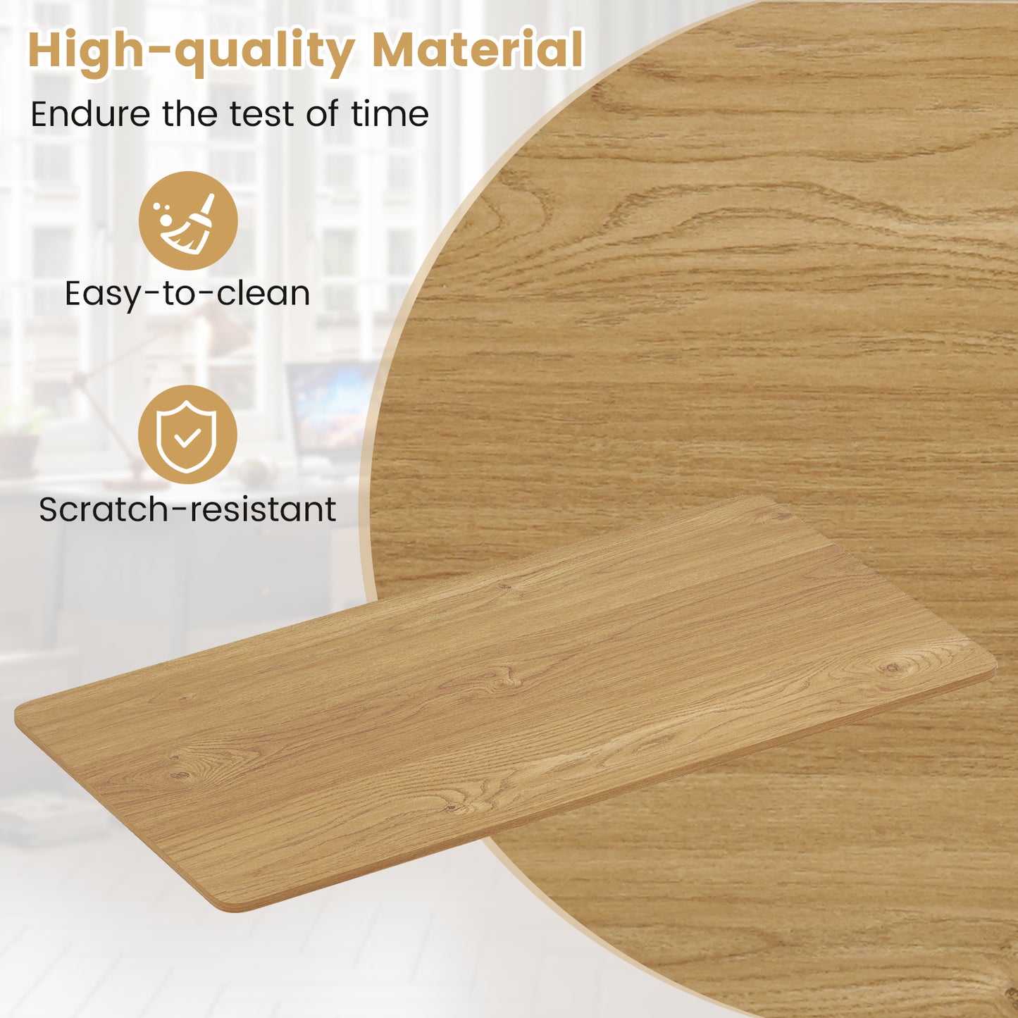 Electric Standing Desk with LED Display and 2 Memory Height Settings-NA, Natural