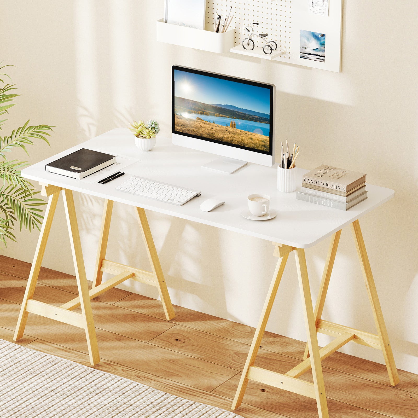 Electric Standing Desk with LED Display and 2 Memory Height Settings-WH, White Standing Desks at Gallery Canada