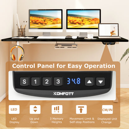 Electric Standing Desk Height Adjustable with 3 Memory Heights Black-L, Black Standing Desks at Gallery Canada