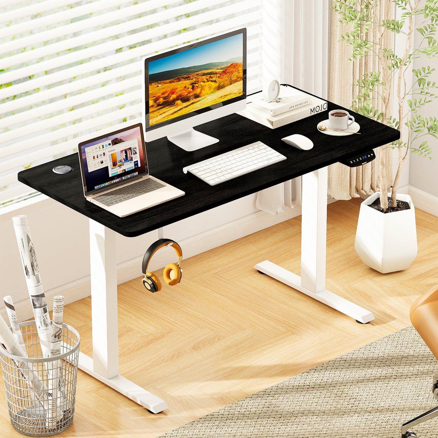 Electric Standing Desk Height Adjustable with 3 Memory Heights Black-S, Black Standing Desks at Gallery Canada