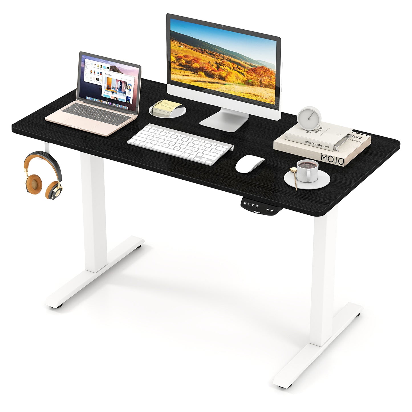 Electric Standing Desk Height Adjustable with 3 Memory Heights Black-S, Black Standing Desks at Gallery Canada