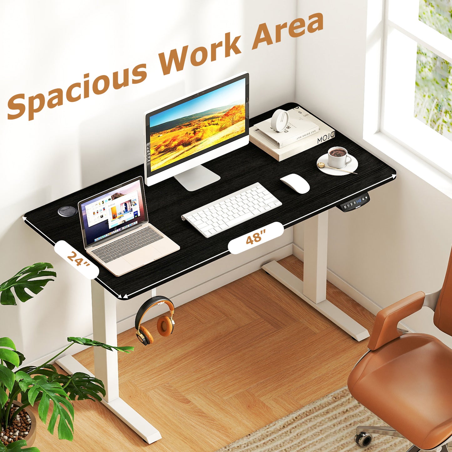 Electric Standing Desk Height Adjustable with 3 Memory Heights Black-S, Black Standing Desks at Gallery Canada