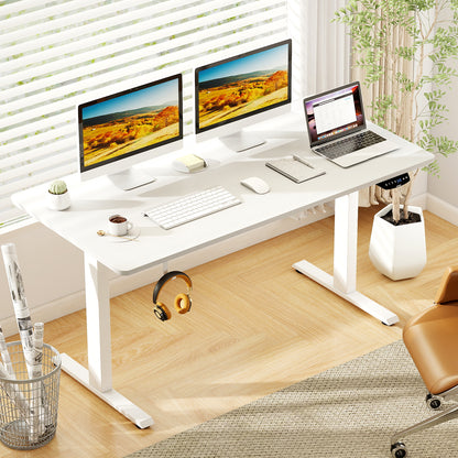 Electric Standing Desk Height Adjustable with 3 Memory Heights White-L, White
