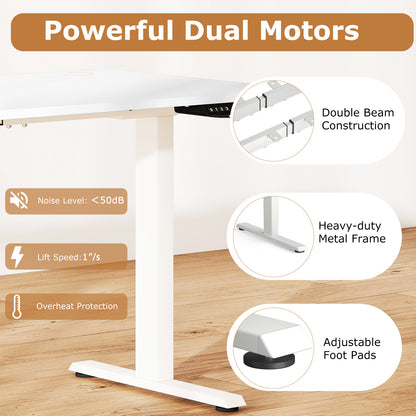 Electric Standing Desk Height Adjustable with 3 Memory Heights White-L, White