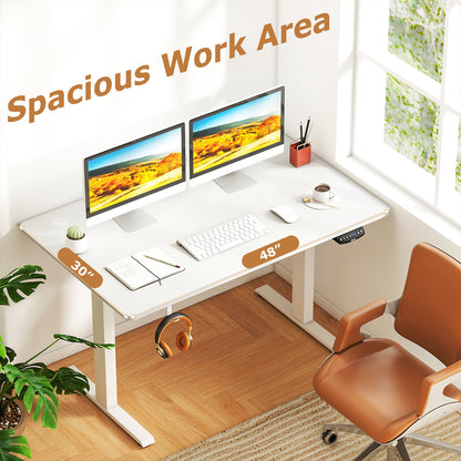 Electric Standing Desk Height Adjustable with 3 Memory Heights White-M, White Standing Desks at Gallery Canada