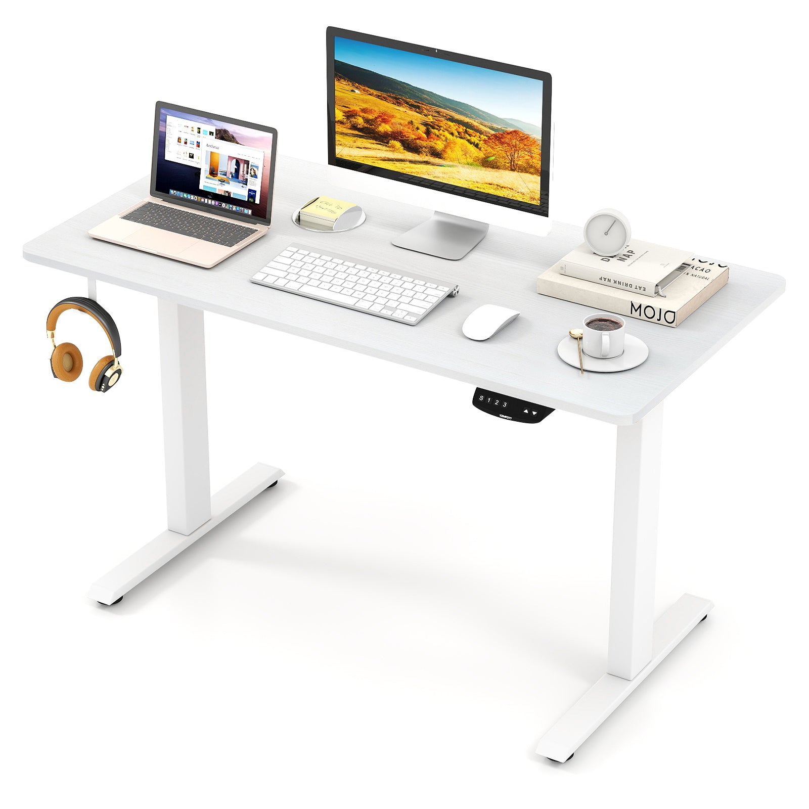 Electric Standing Desk, Height Adjustable, 3 Memory, -S, White Standing Desks at Gallery Canada