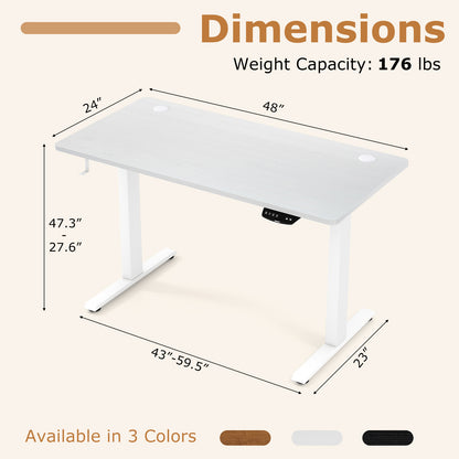 Electric Standing Desk, Height Adjustable, 3 Memory, -S, White Standing Desks at Gallery Canada