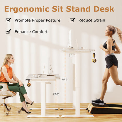 Electric Standing Desk, Height Adjustable, 3 Memory, -S, White Standing Desks at Gallery Canada